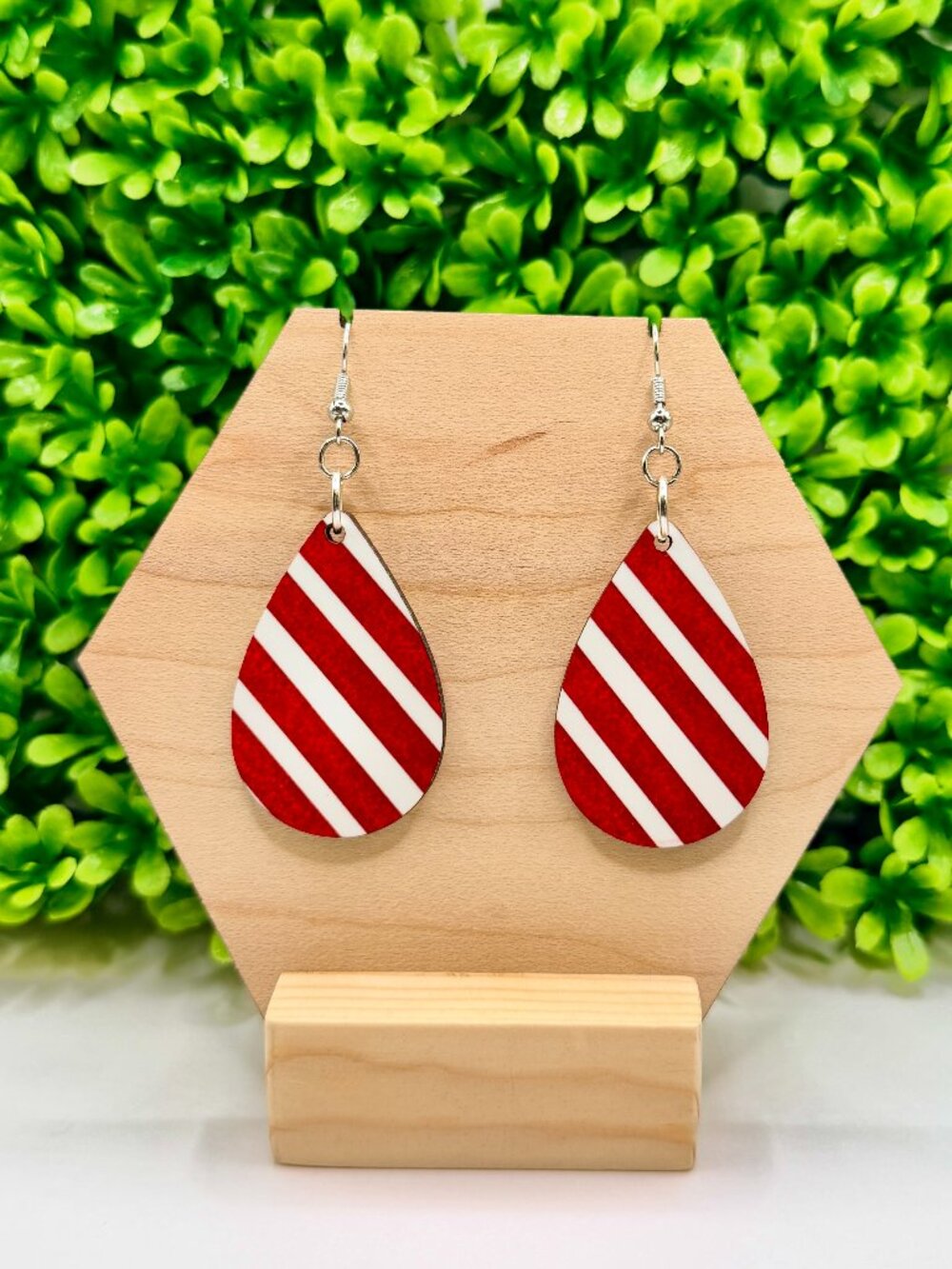 Christmas Candy Cane Sublimated Teardrop Earrings